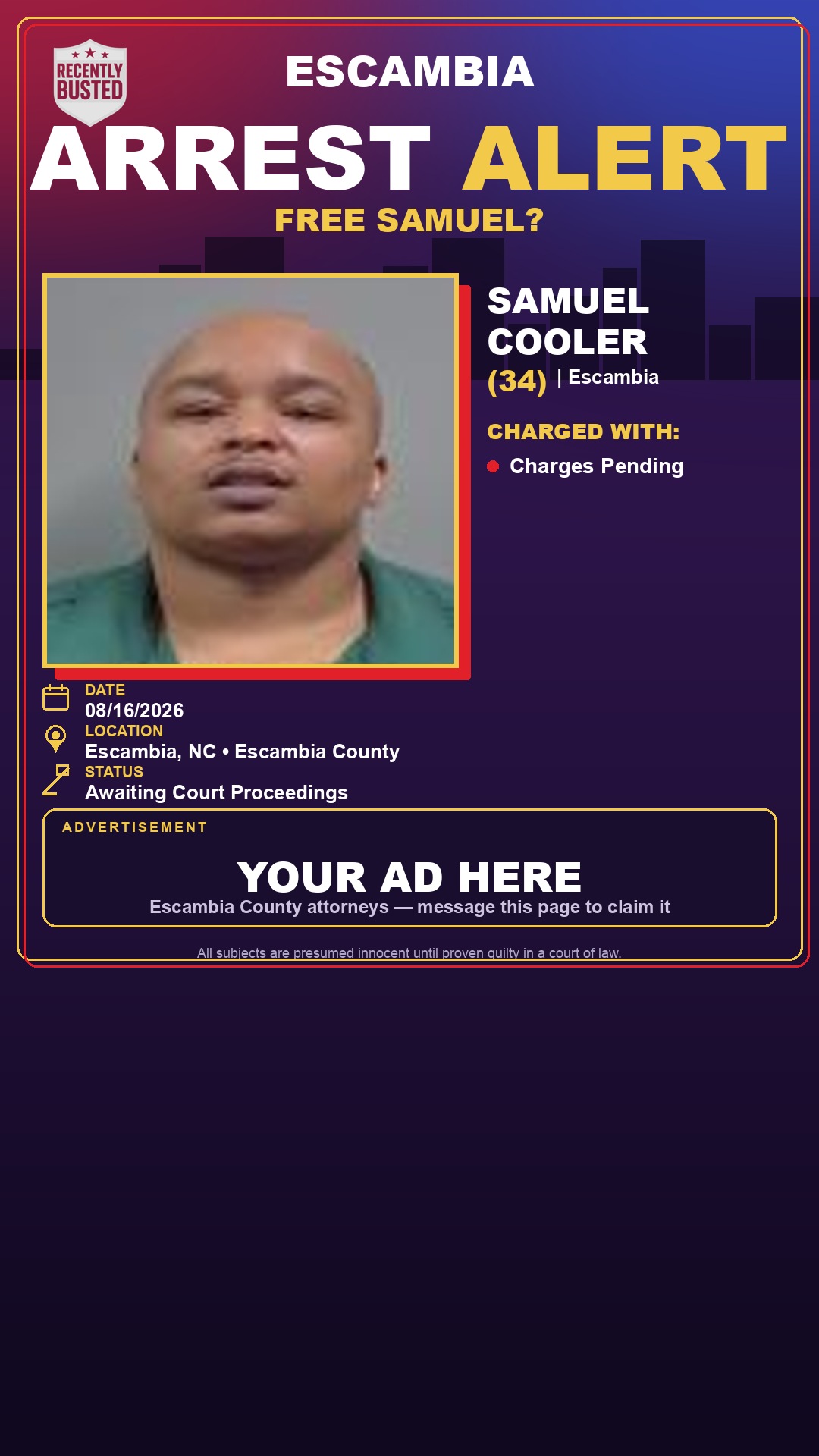 Arrest report - Samuel Cooler