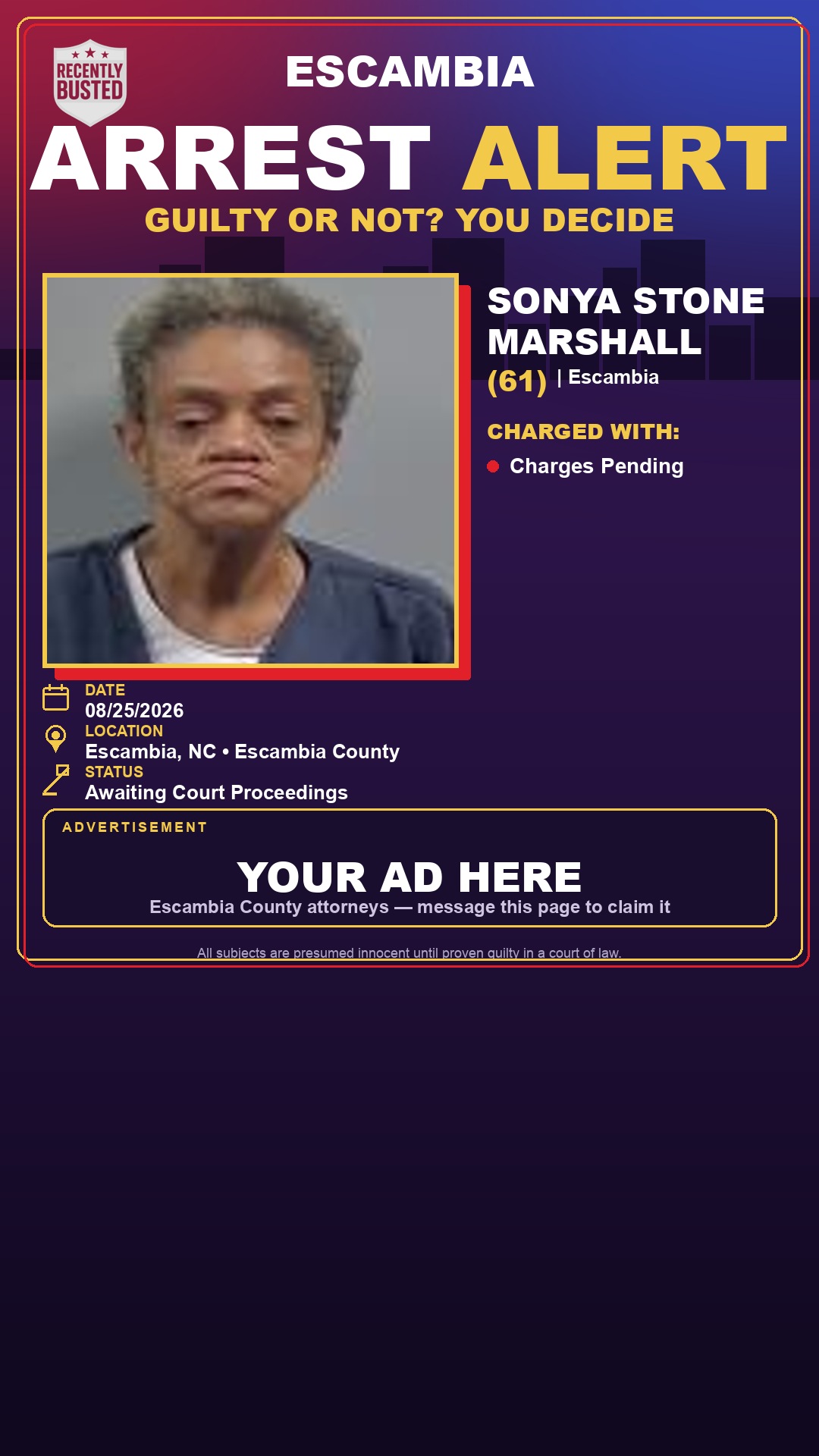 Arrest report - Sonya Stone Marshall