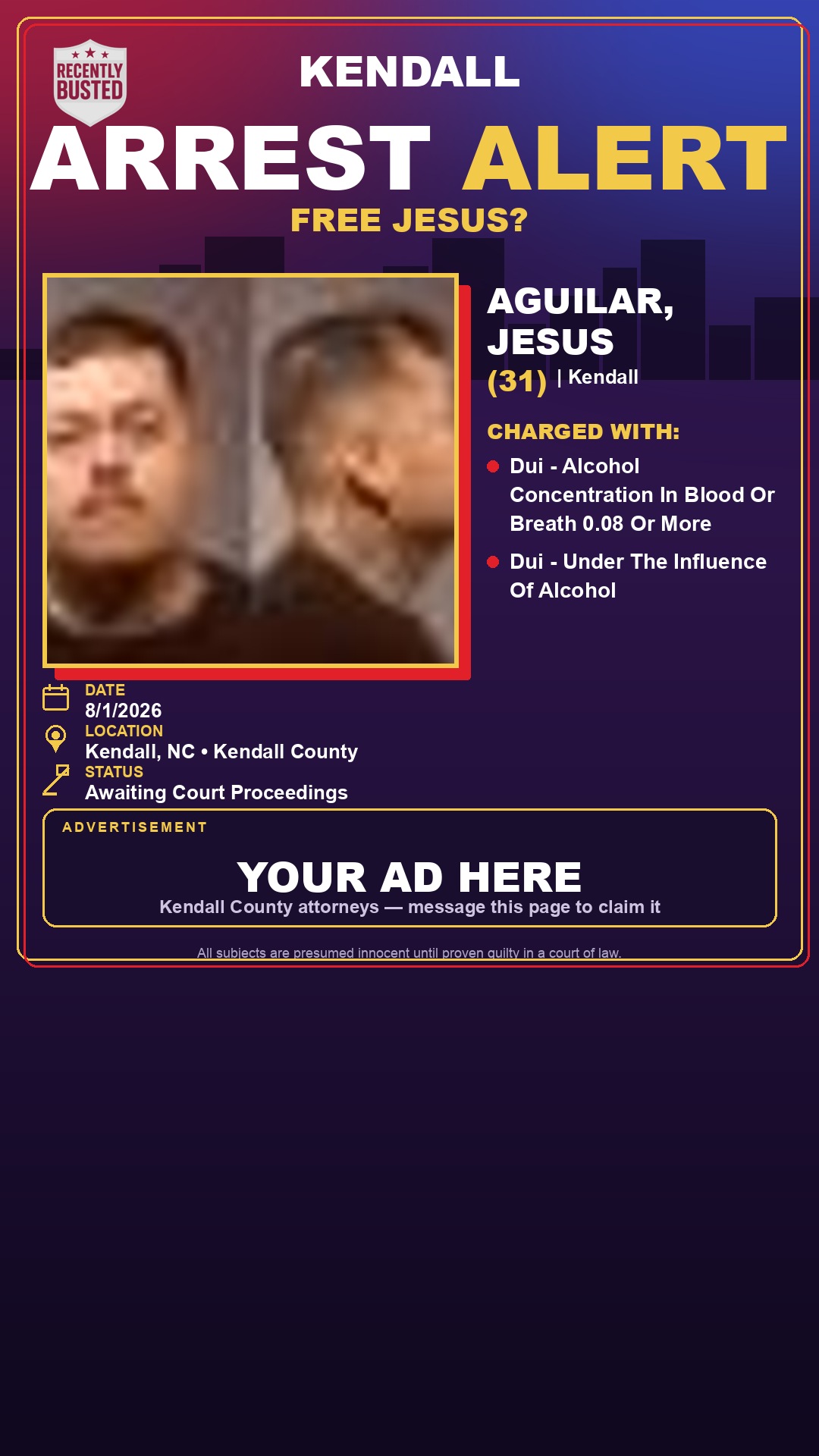 Arrest report - AGUILAR, JESUS
