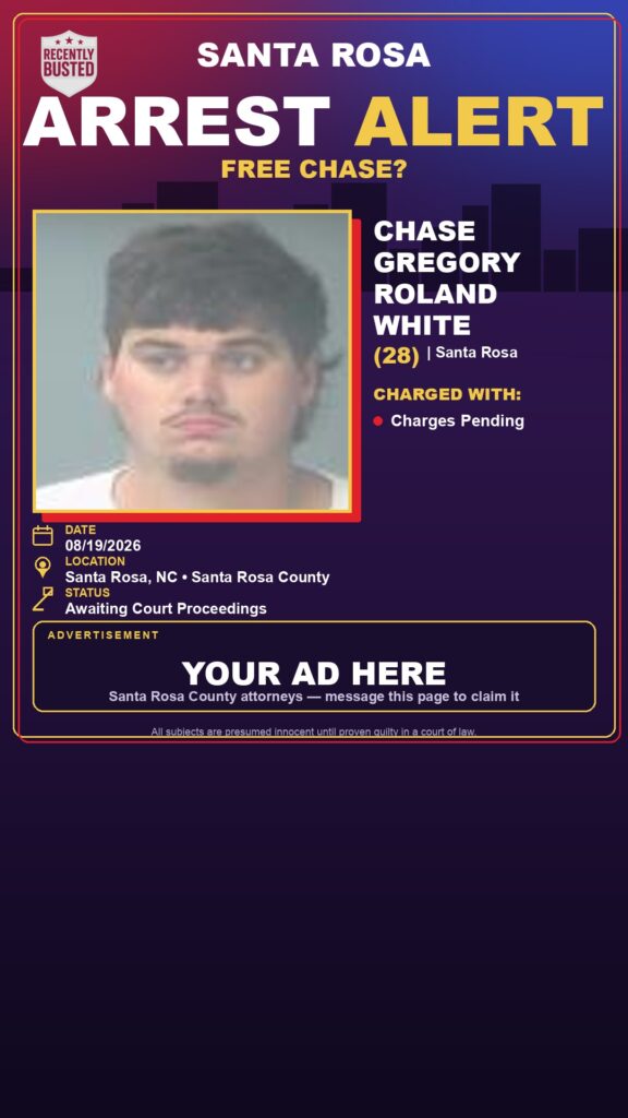 Arrest report — Chase Gregory Roland White