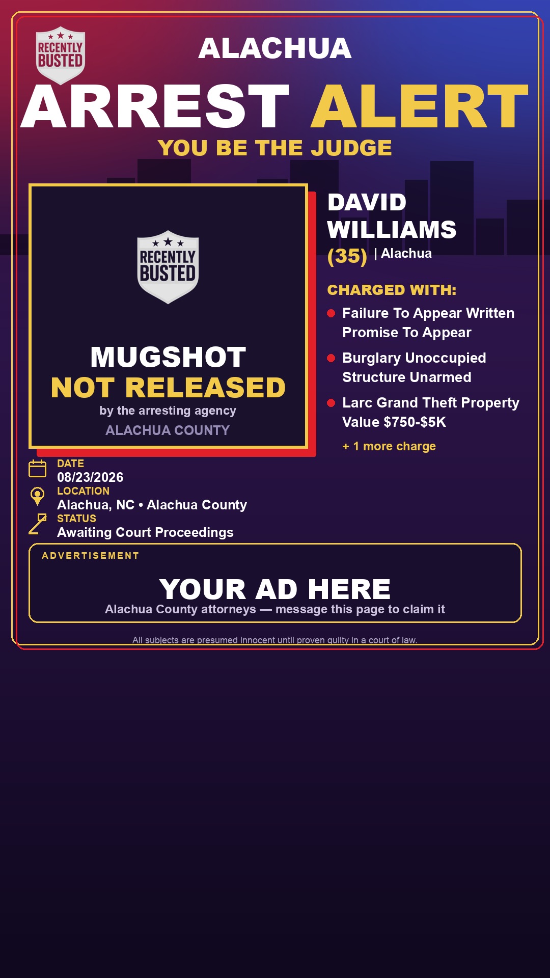 Arrest report - David Williams