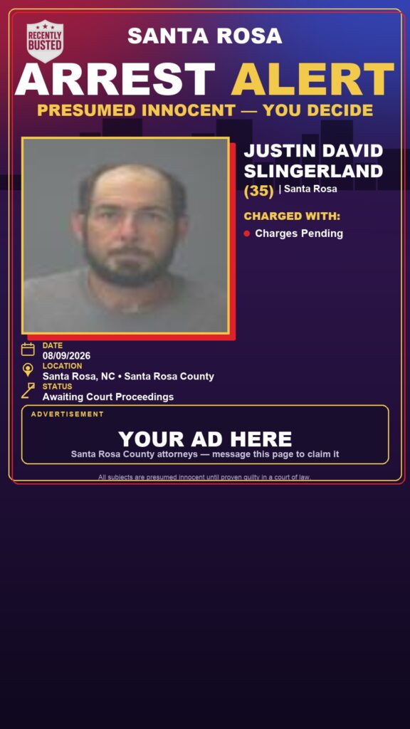 Arrest report — Justin David Slingerland