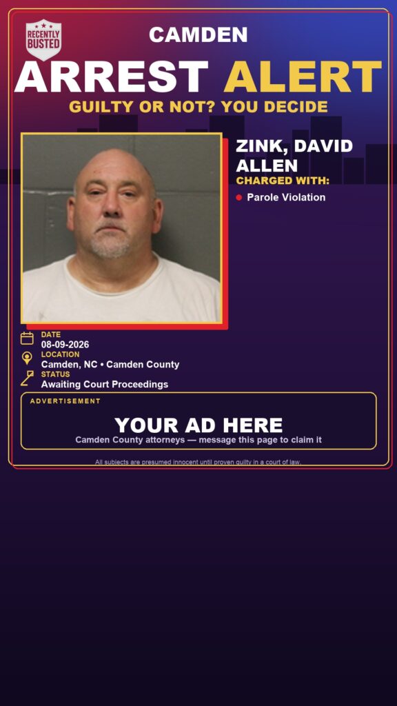 Arrest report - Zink, David Allen