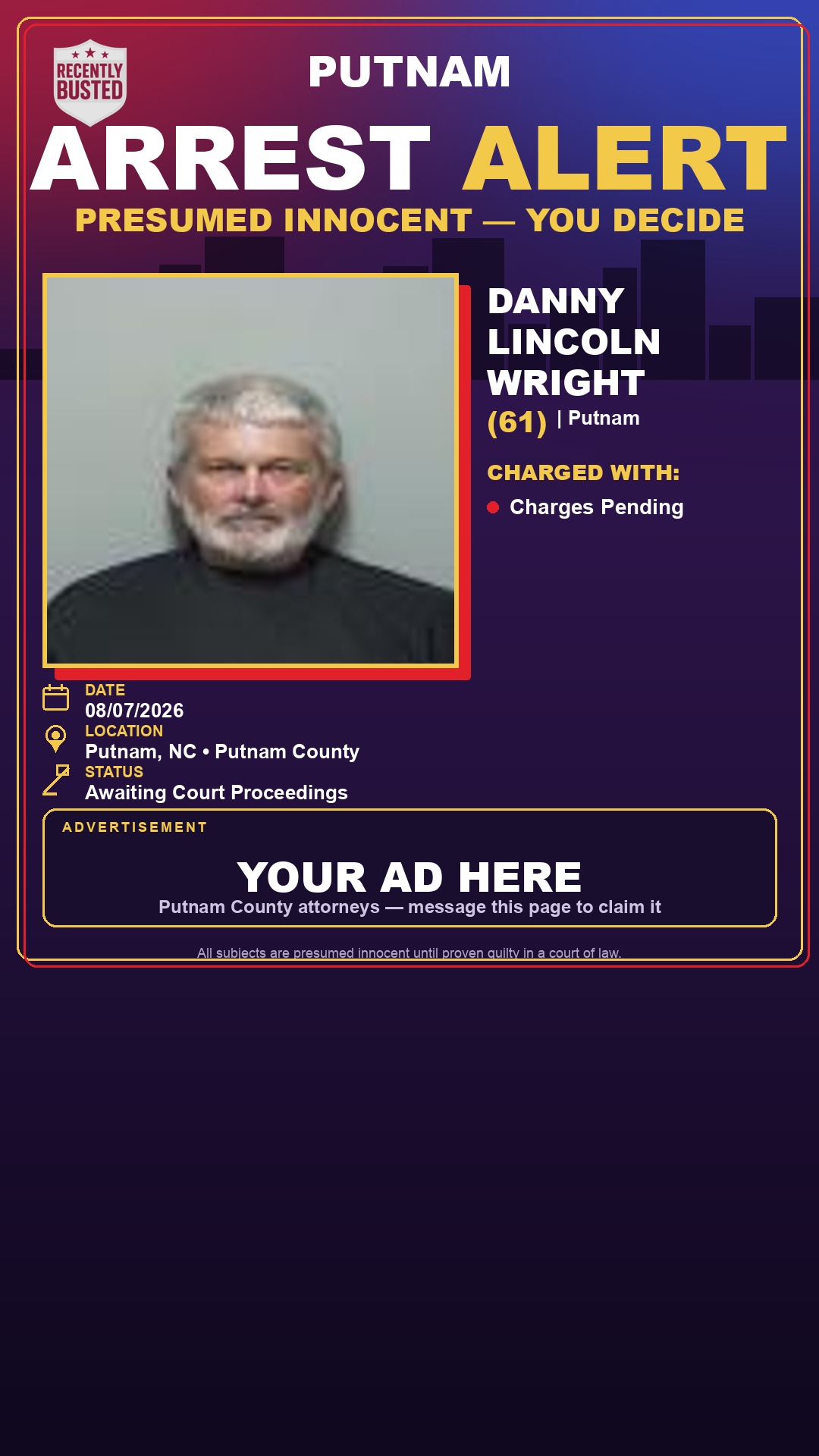 Arrest report - Danny Lincoln Wright