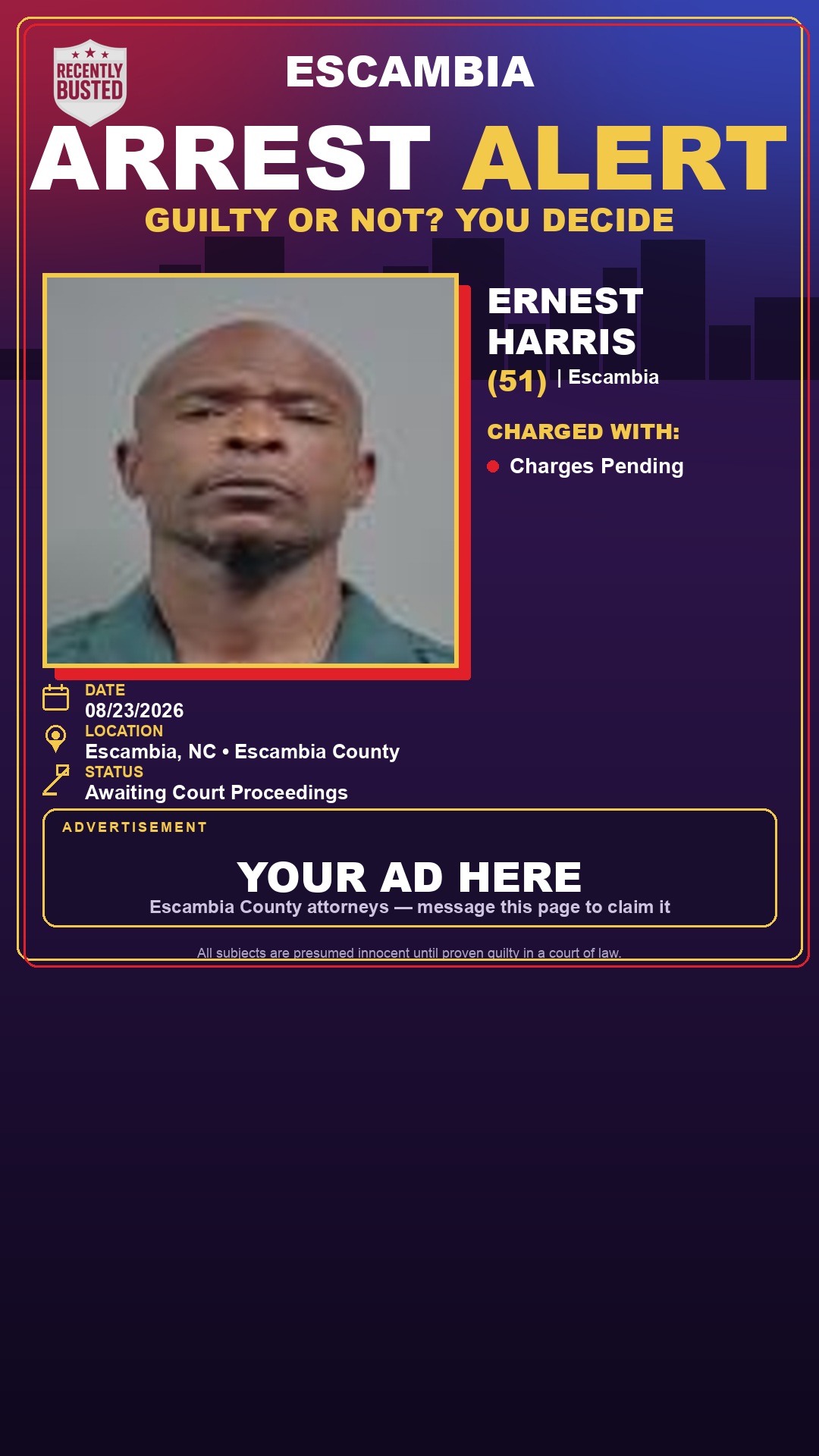 Arrest report - Ernest Harris