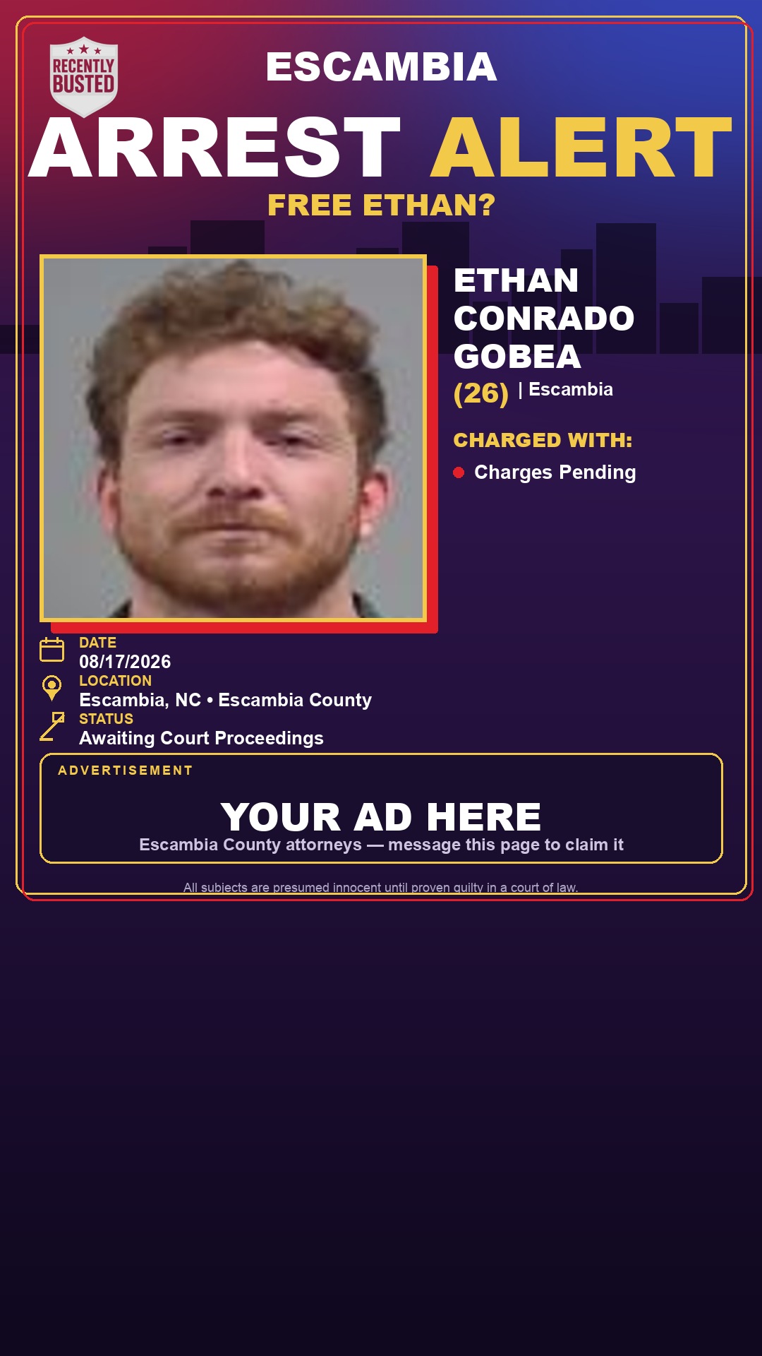 Arrest report - Ethan Conrado Gobea
