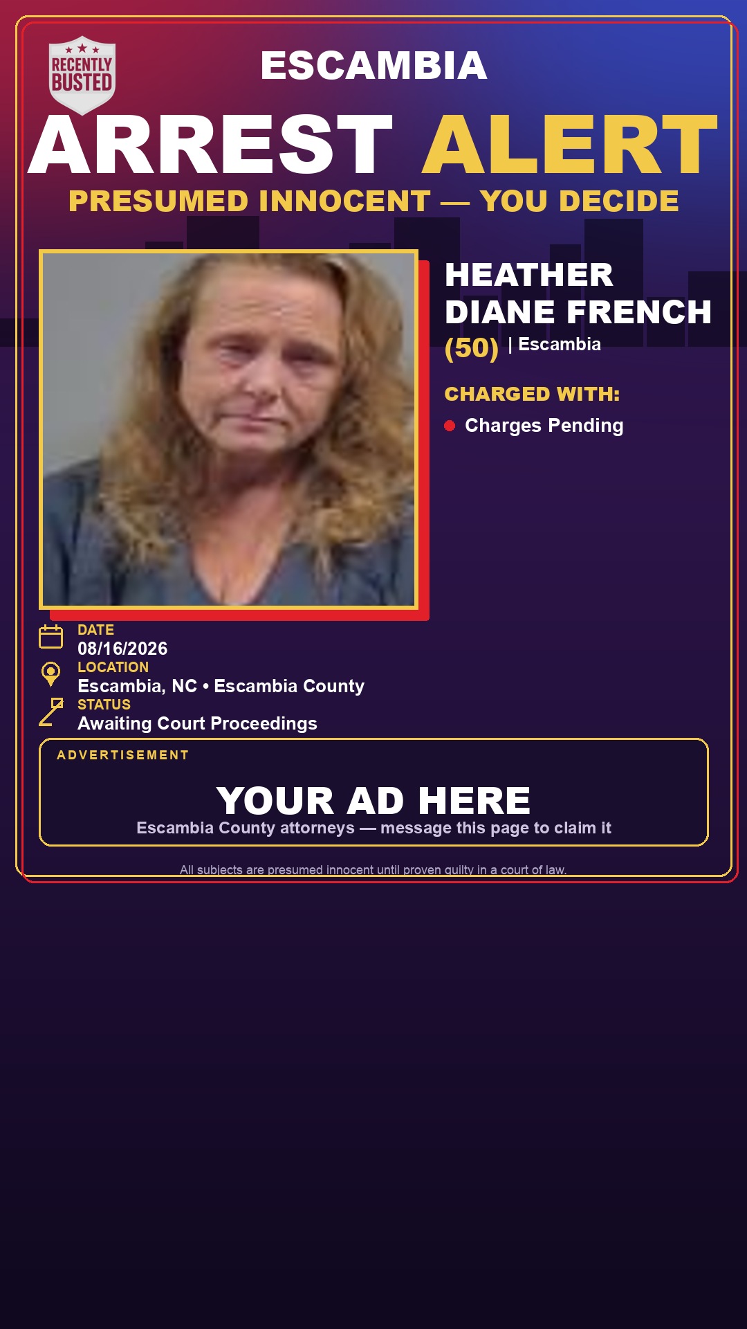 Arrest report - Heather Diane French