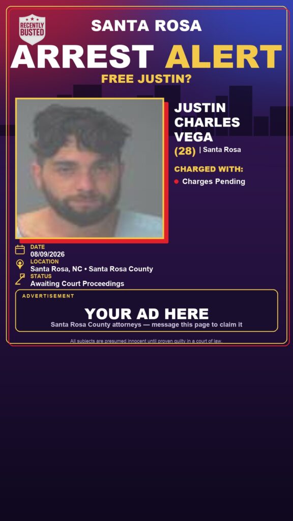 Arrest report — Justin Charles Vega