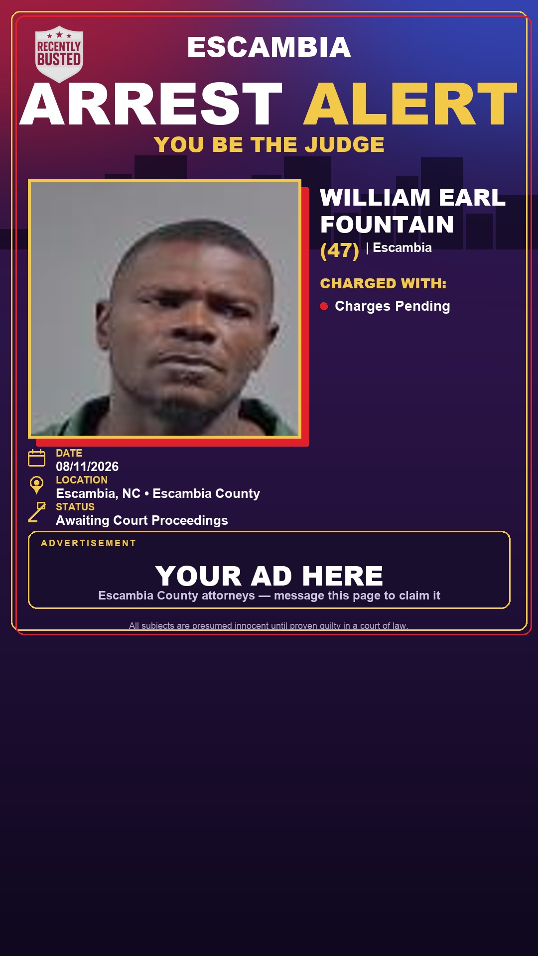 Arrest report - William Earl Fountain
