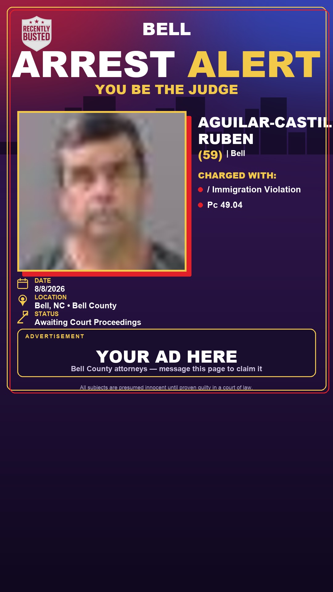 Arrest report - AGUILAR-CASTILLO, RUBEN