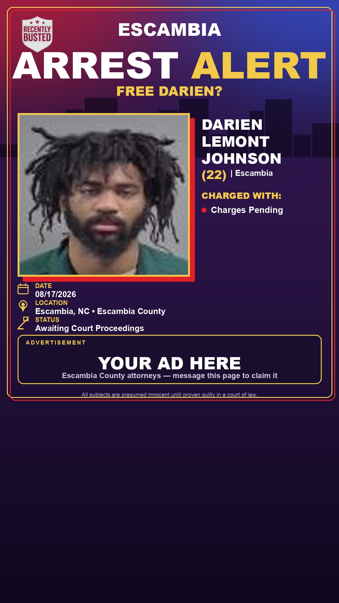 Arrest report - Darien Lemont Johnson