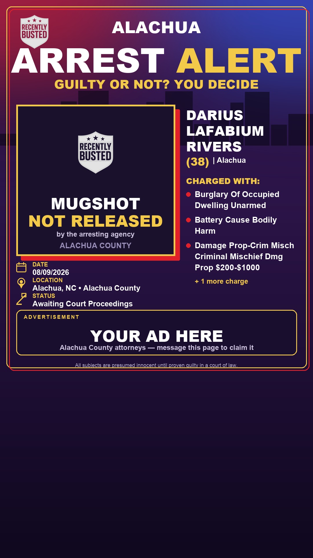 Arrest report - Darius Lafabium Rivers