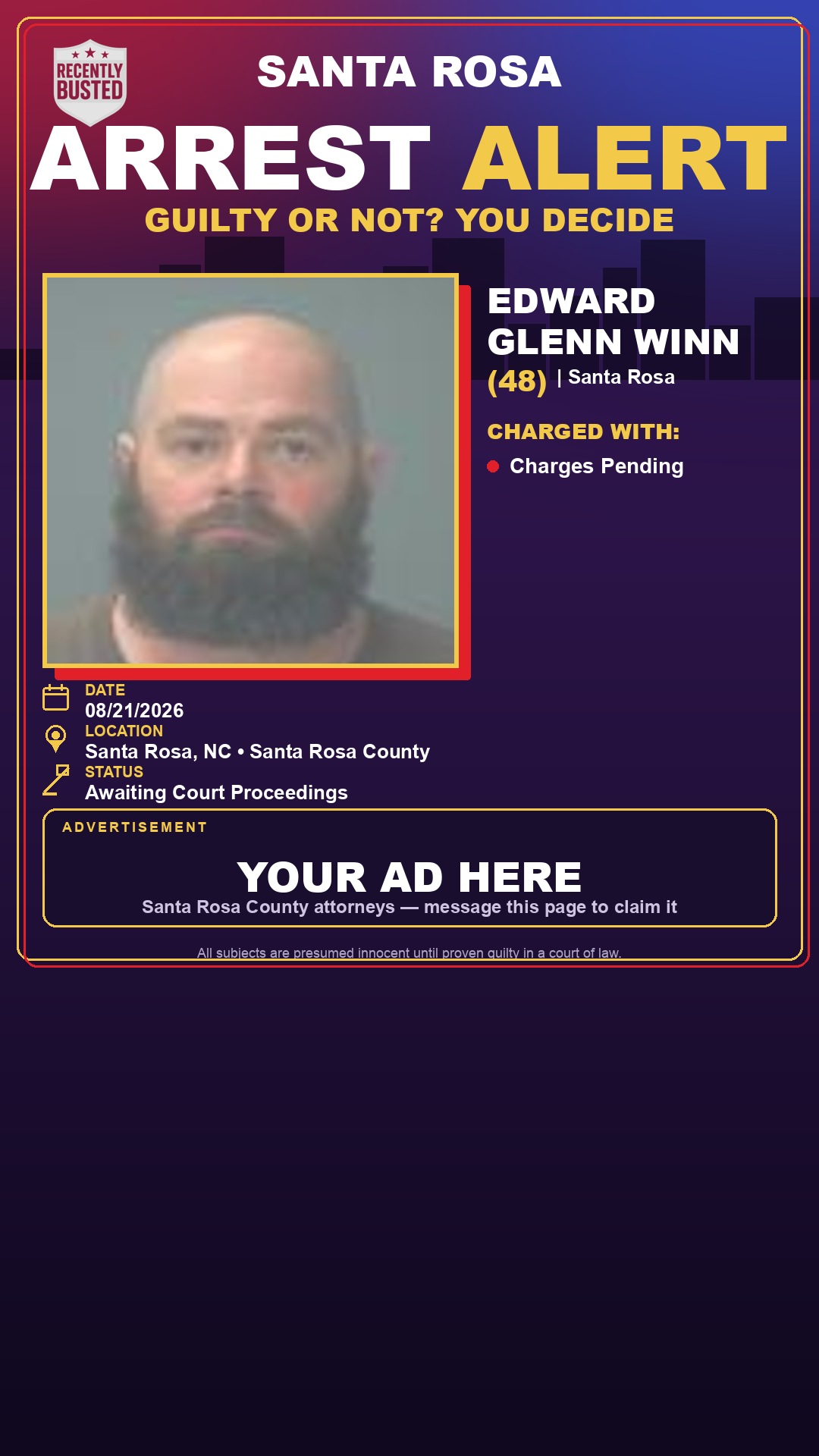 Arrest report - Edward Glenn Winn