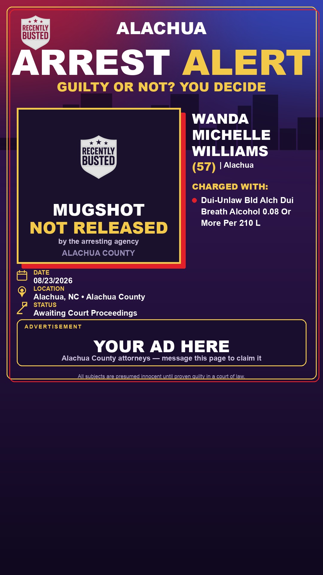 Arrest report - Wanda Michelle Williams