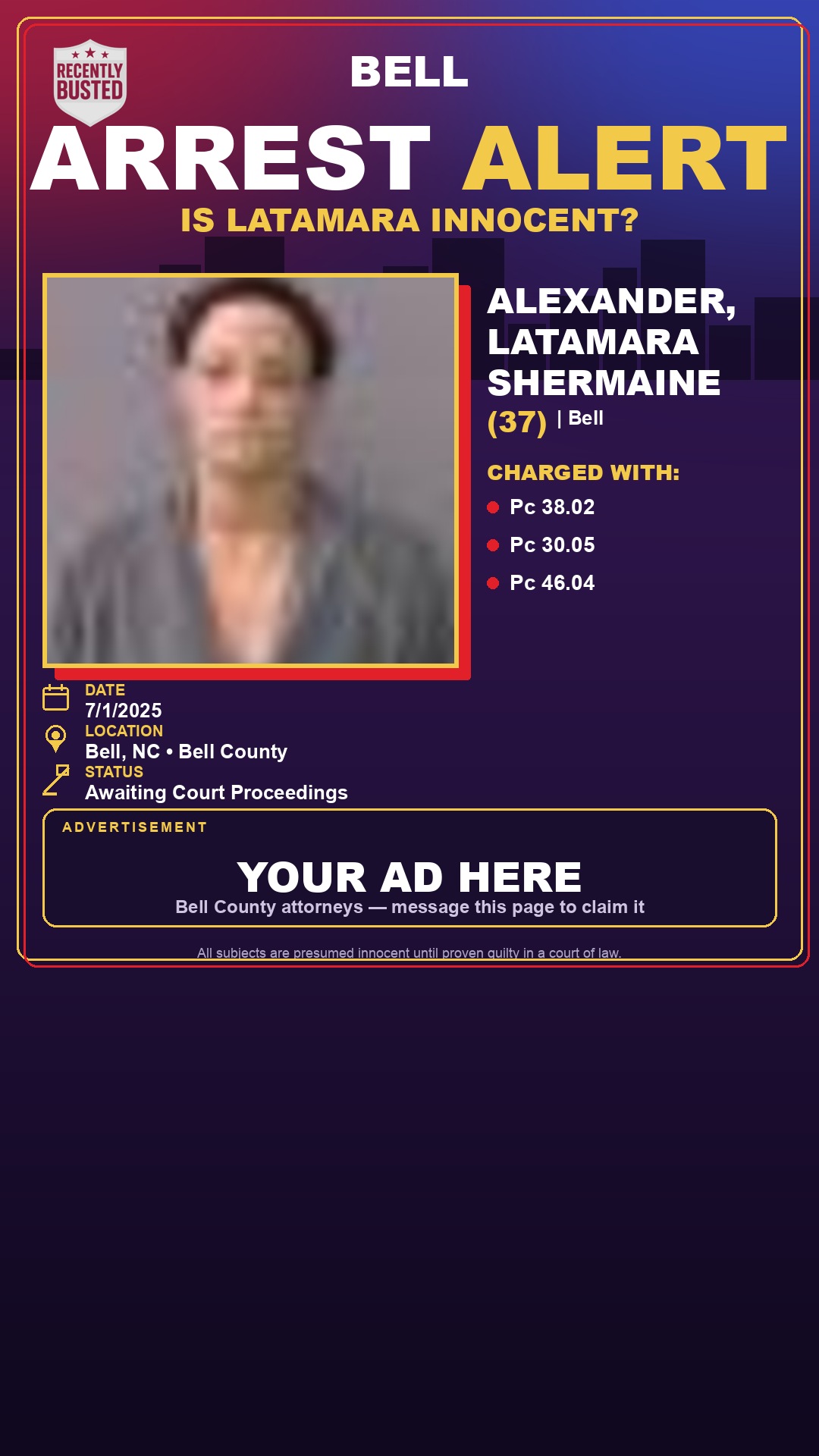 Arrest report - ALEXANDER, LATAMARA SHERMAINE