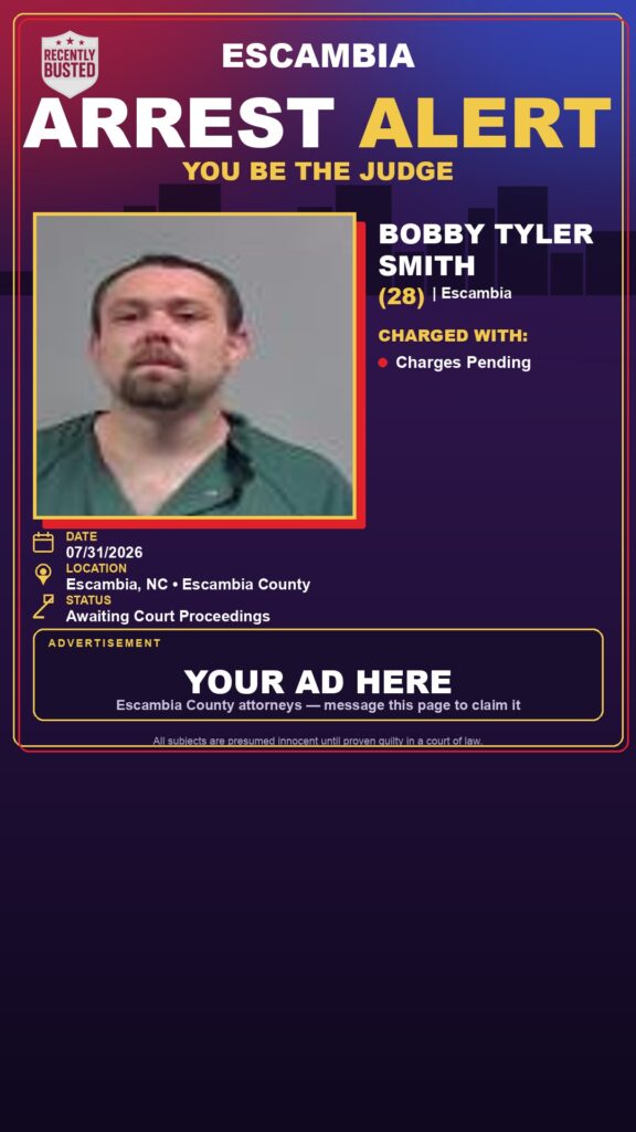 Bobby Tyler Smith — arrest record card, Escambia County, Florida
