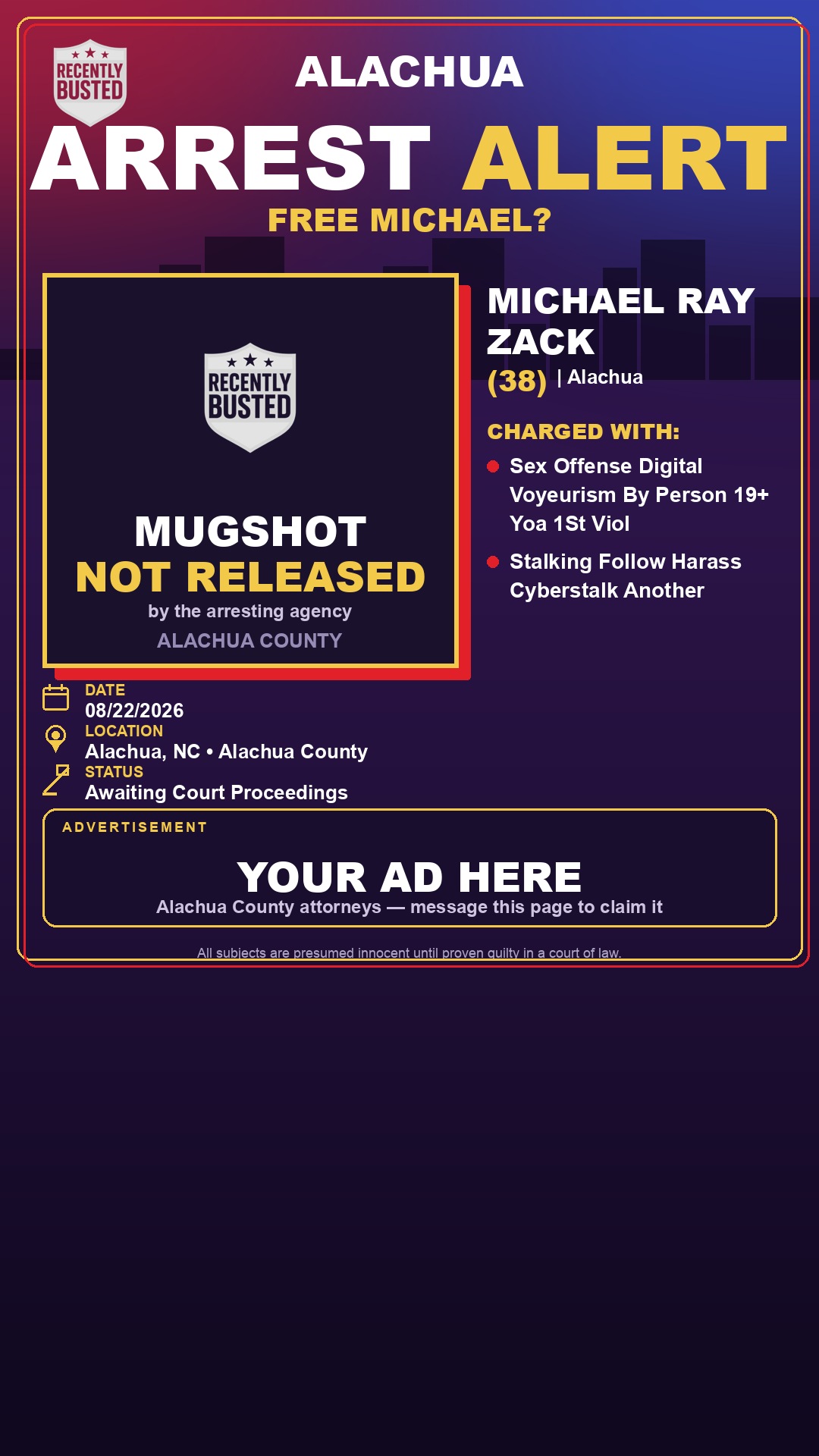 Arrest report - Michael Ray Zack
