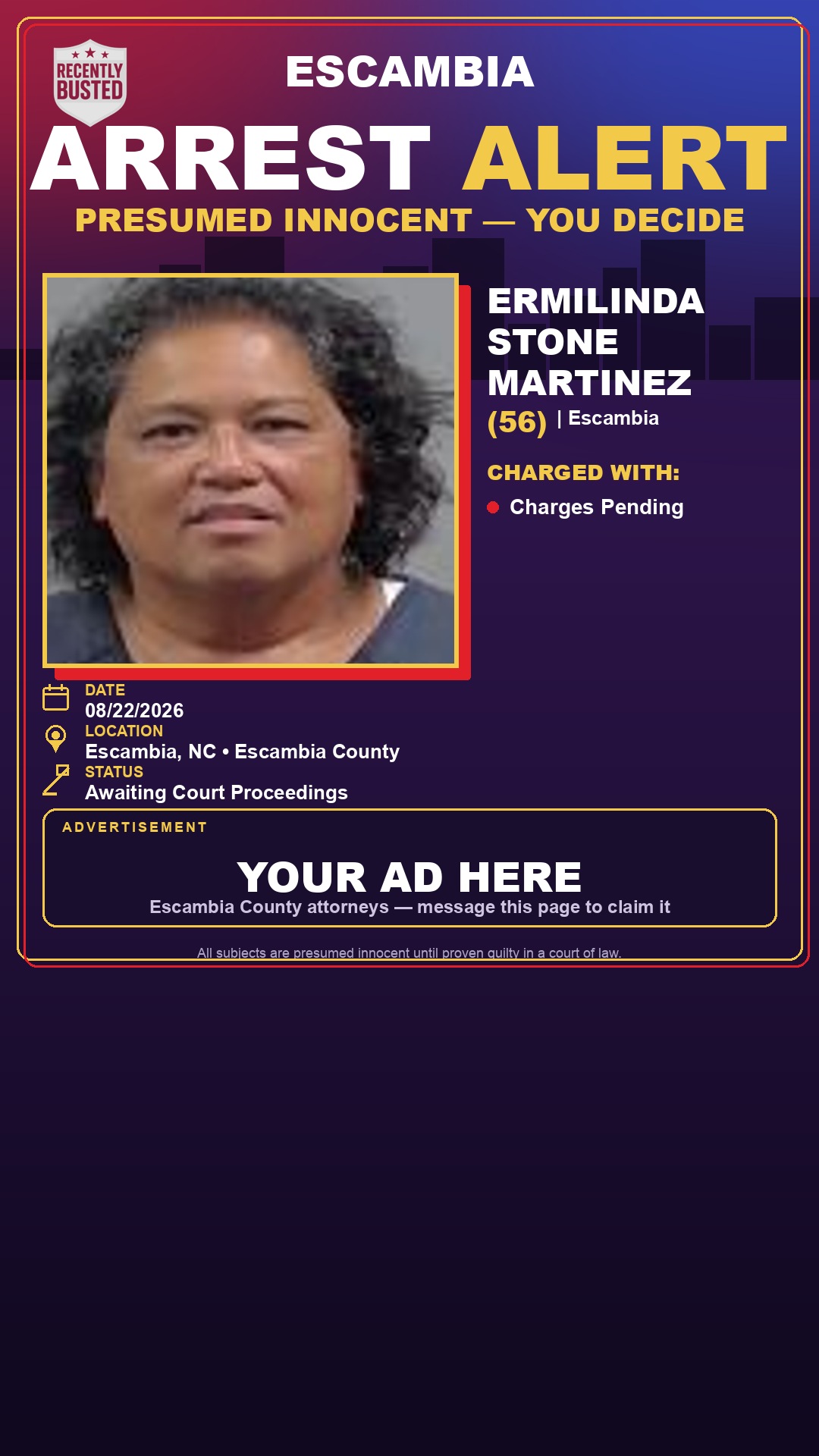 Arrest report - Ermilinda Stone Martinez