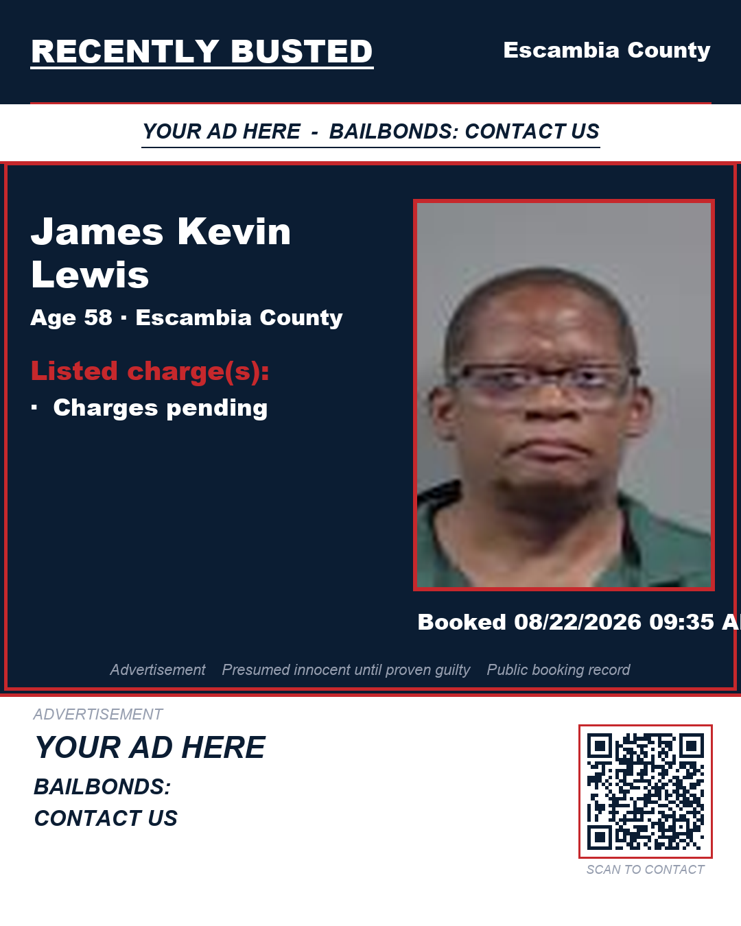 Arrest report - James Kevin Lewis