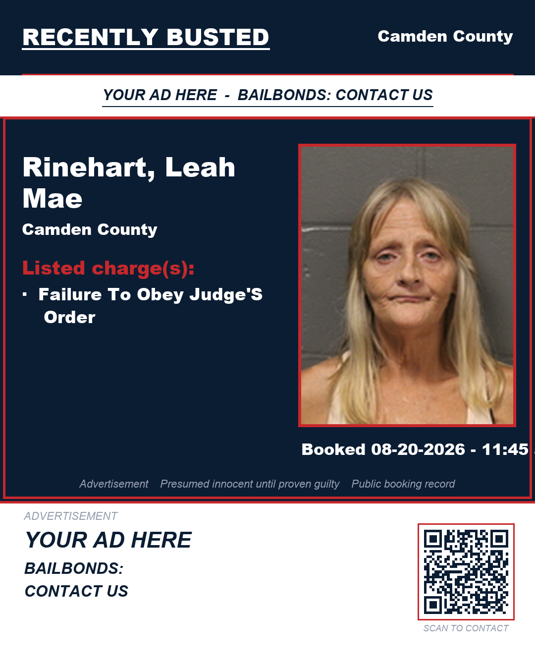 Arrest report - Rinehart, Leah Mae