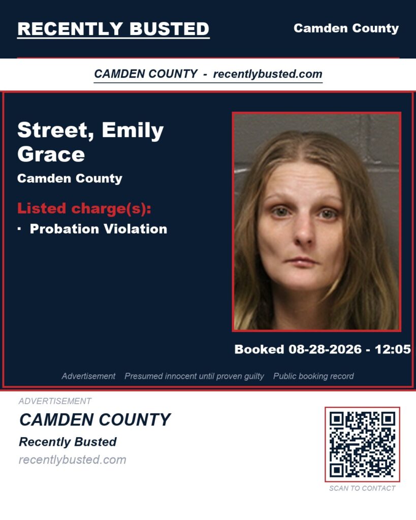 Street, Emily Grace — arrest record card, Missouri