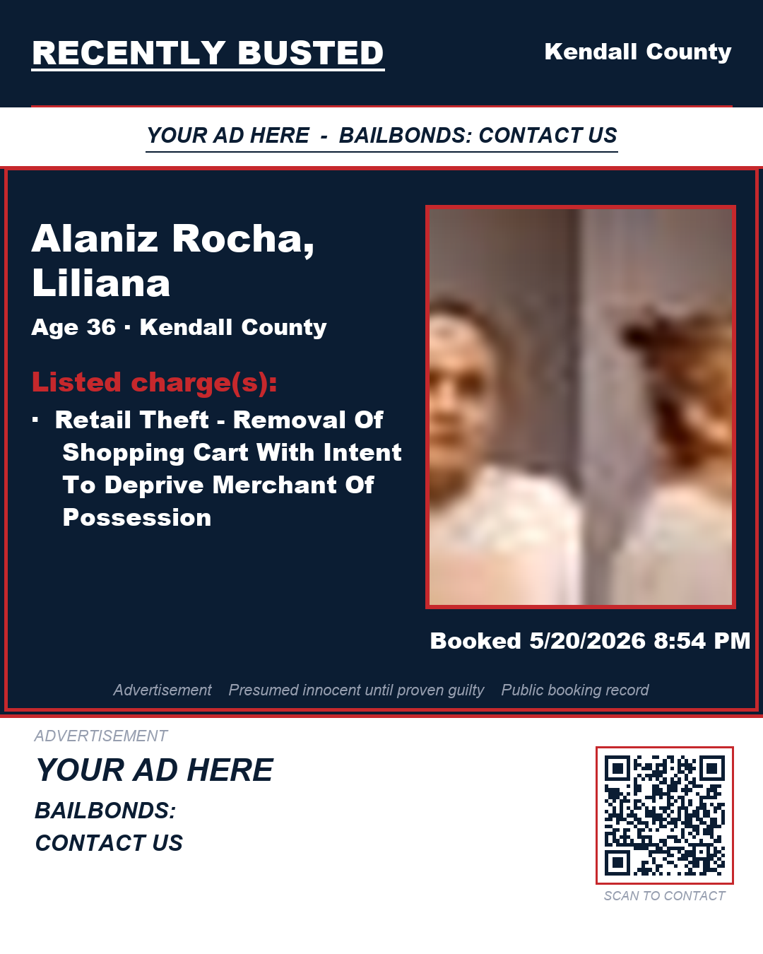 Arrest report - ALANIZ ROCHA, LILIANA