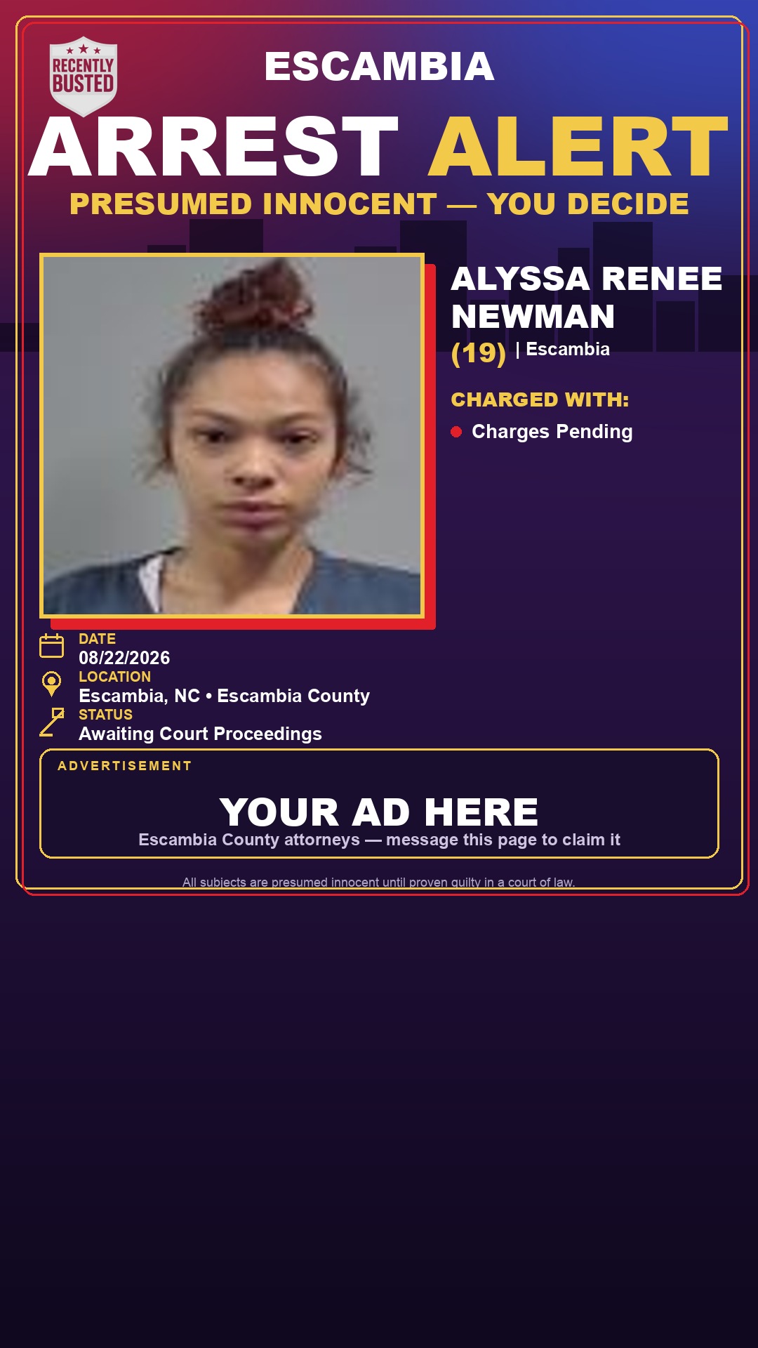 Arrest report - Alyssa Renee Newman