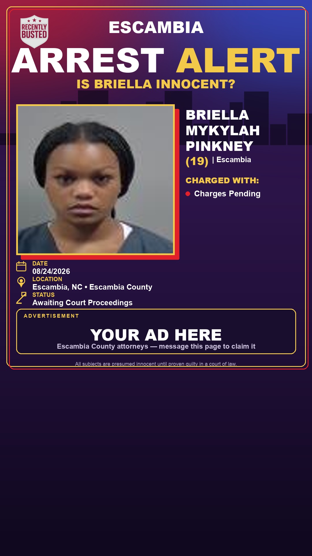 Arrest report - Briella Mykylah Pinkney
