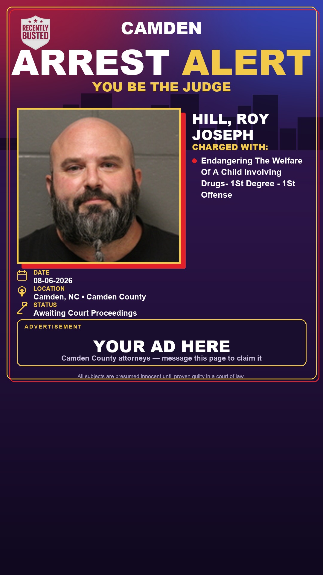 Arrest report - Hill, Roy Joseph