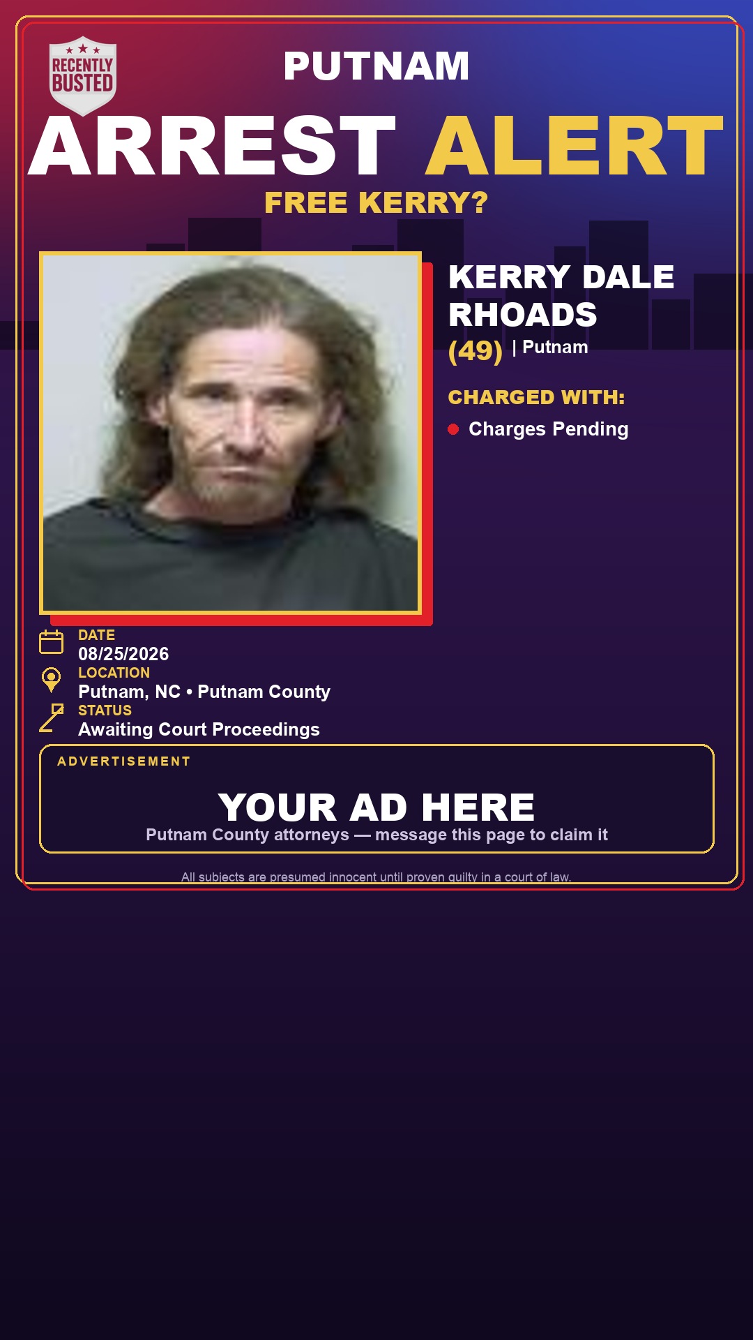 Arrest report - Kerry Dale Rhoads