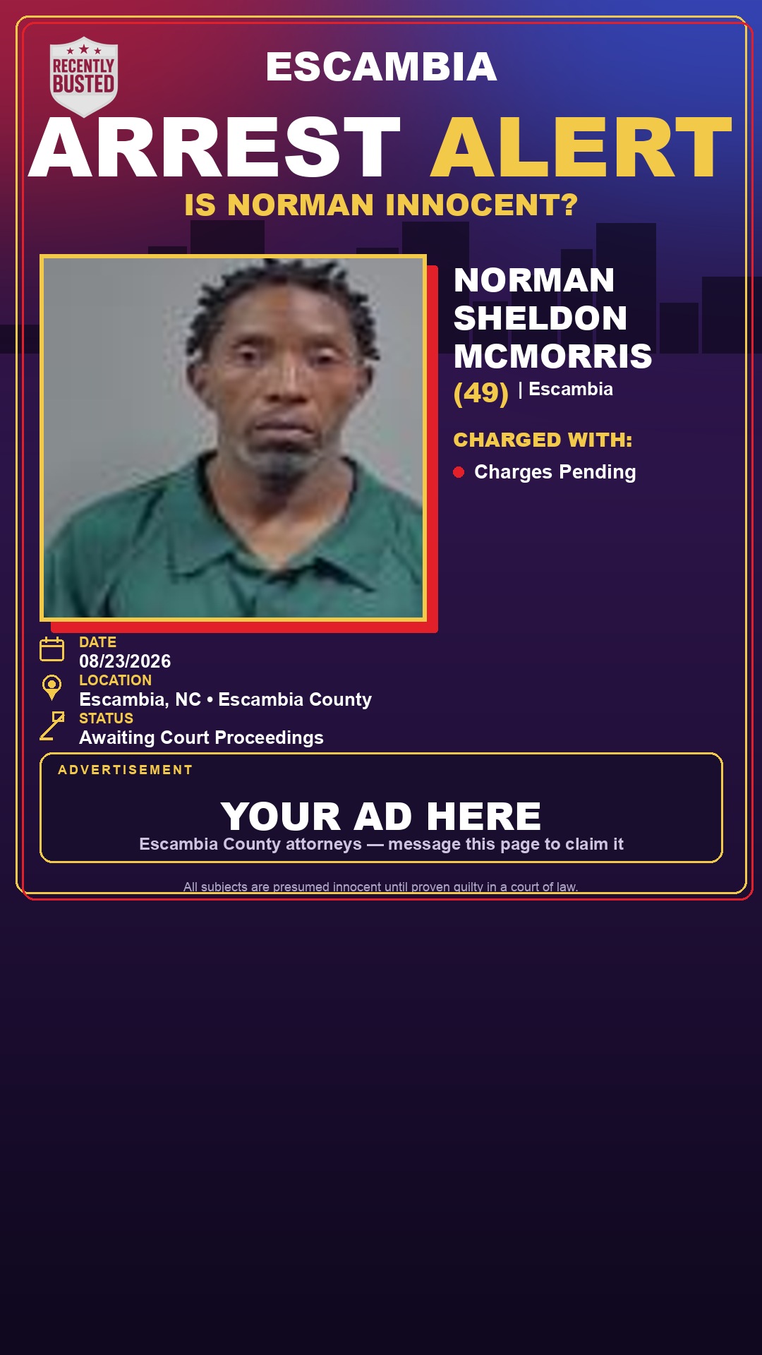 Arrest report - Norman Sheldon Mcmorris