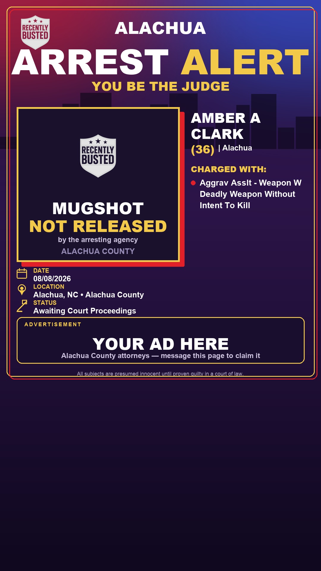 Arrest report - Amber A Clark