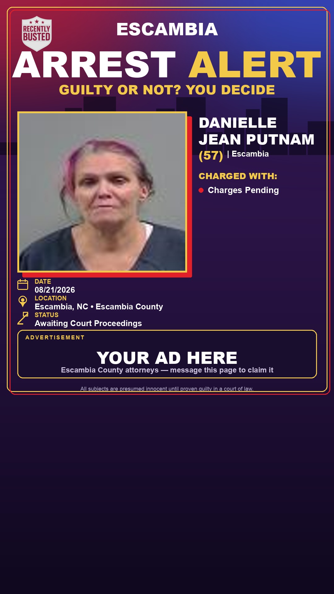 Arrest report - Danielle Jean Putnam