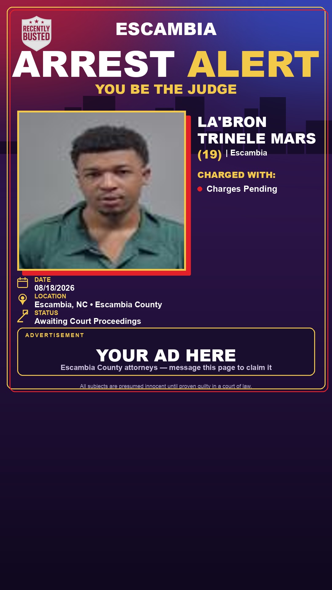 Arrest report - La'Bron Trinele Mars