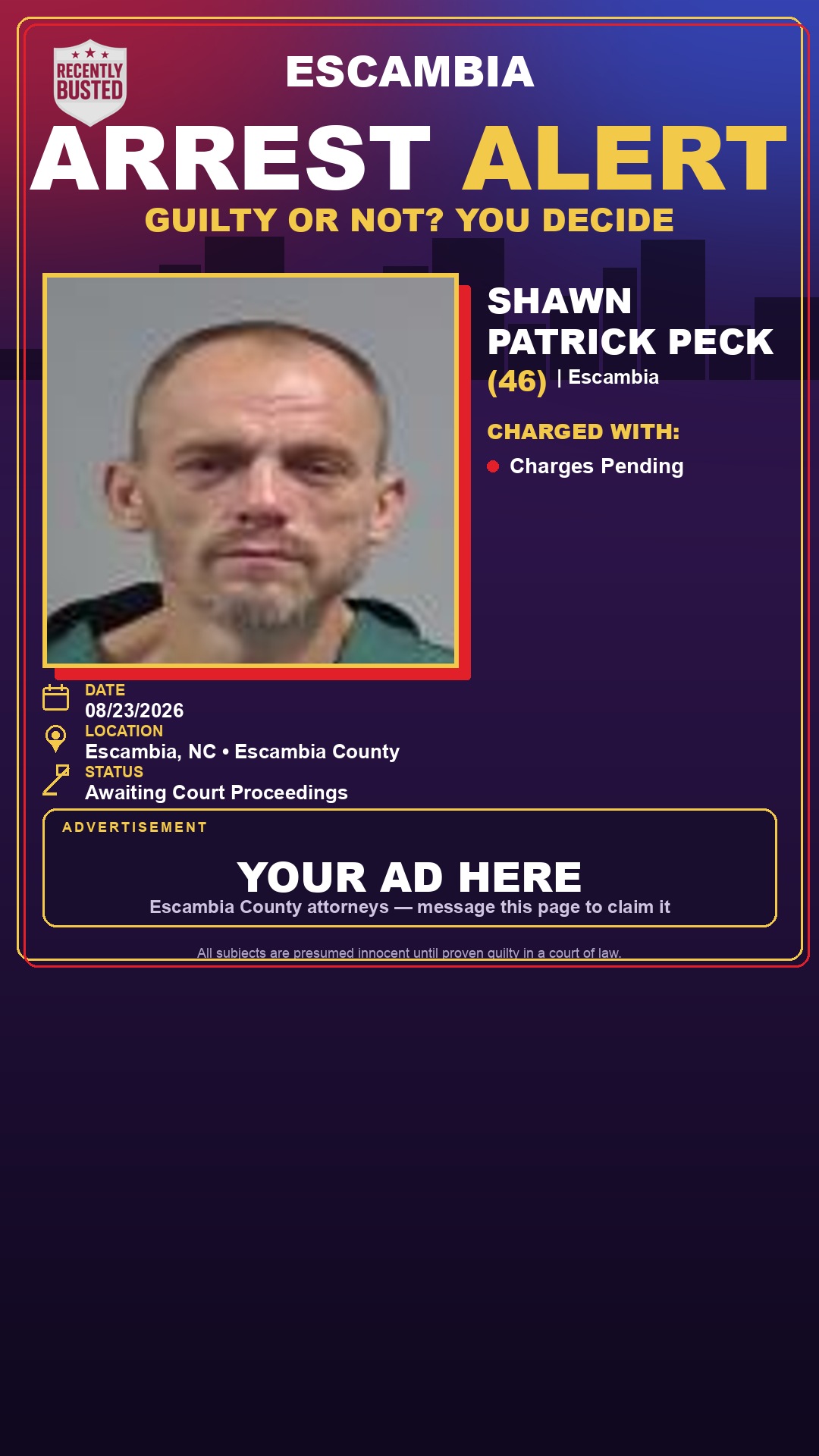 Arrest report - Shawn Patrick Peck