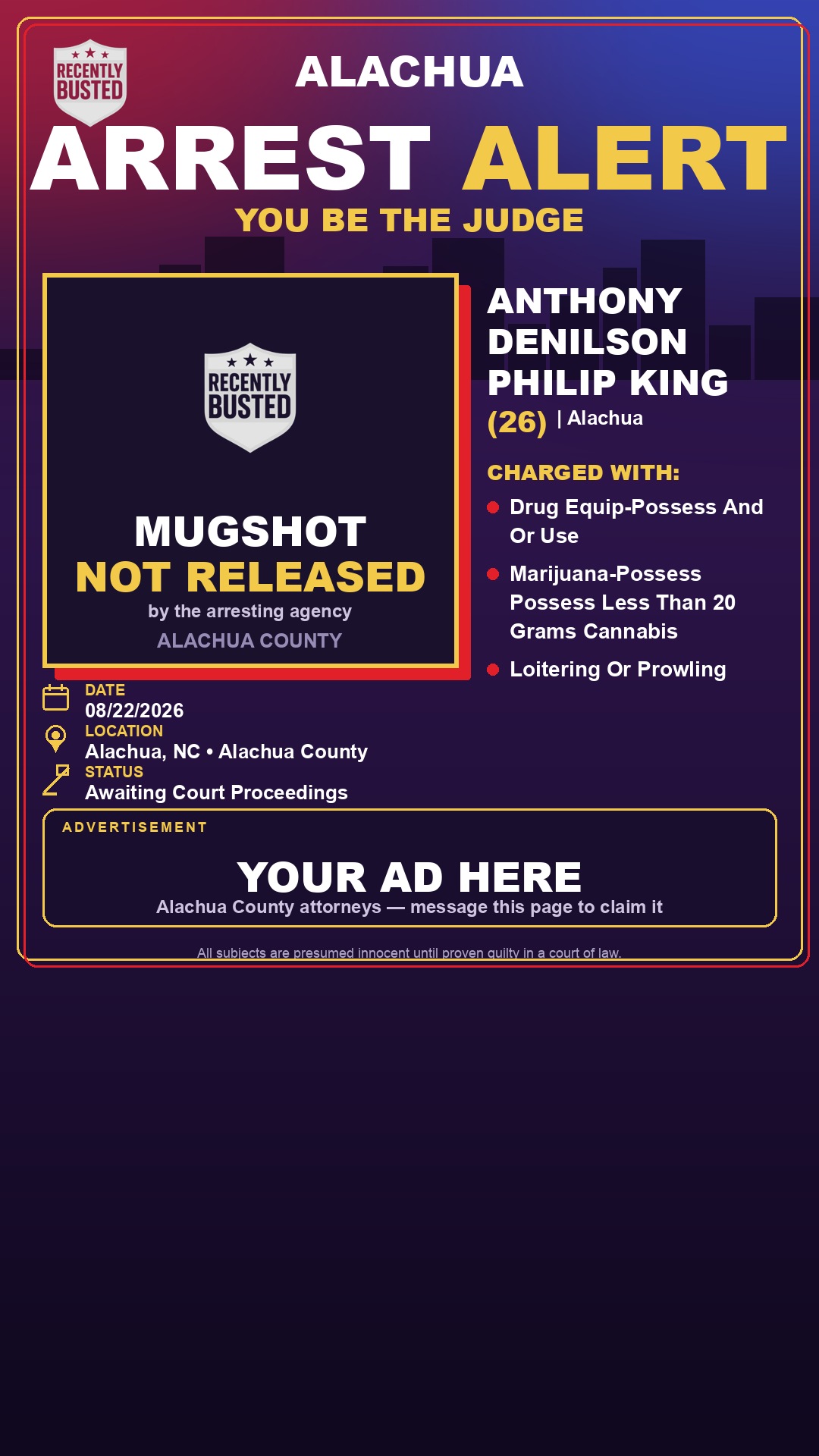 Arrest report - Anthony Denilson Philip King