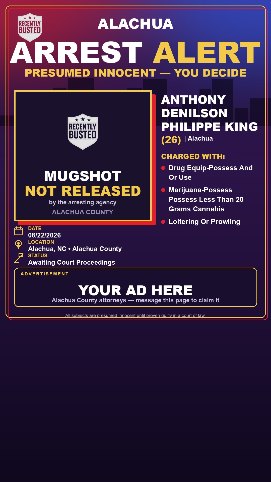 Arrest report - Anthony Denilson Philippe King