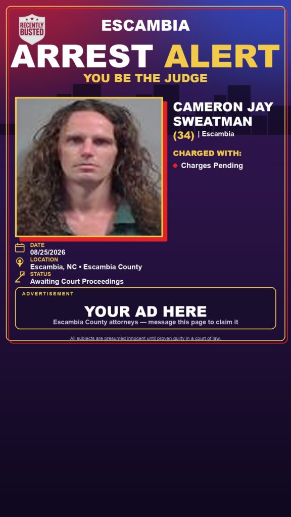 Arrest report - Cameron Jay Sweatman