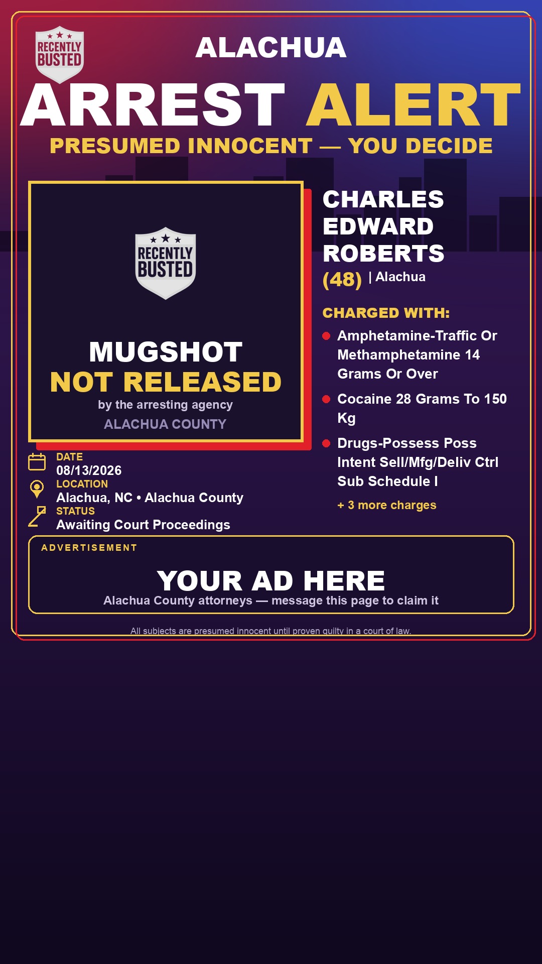 Arrest report - Charles Edward Roberts