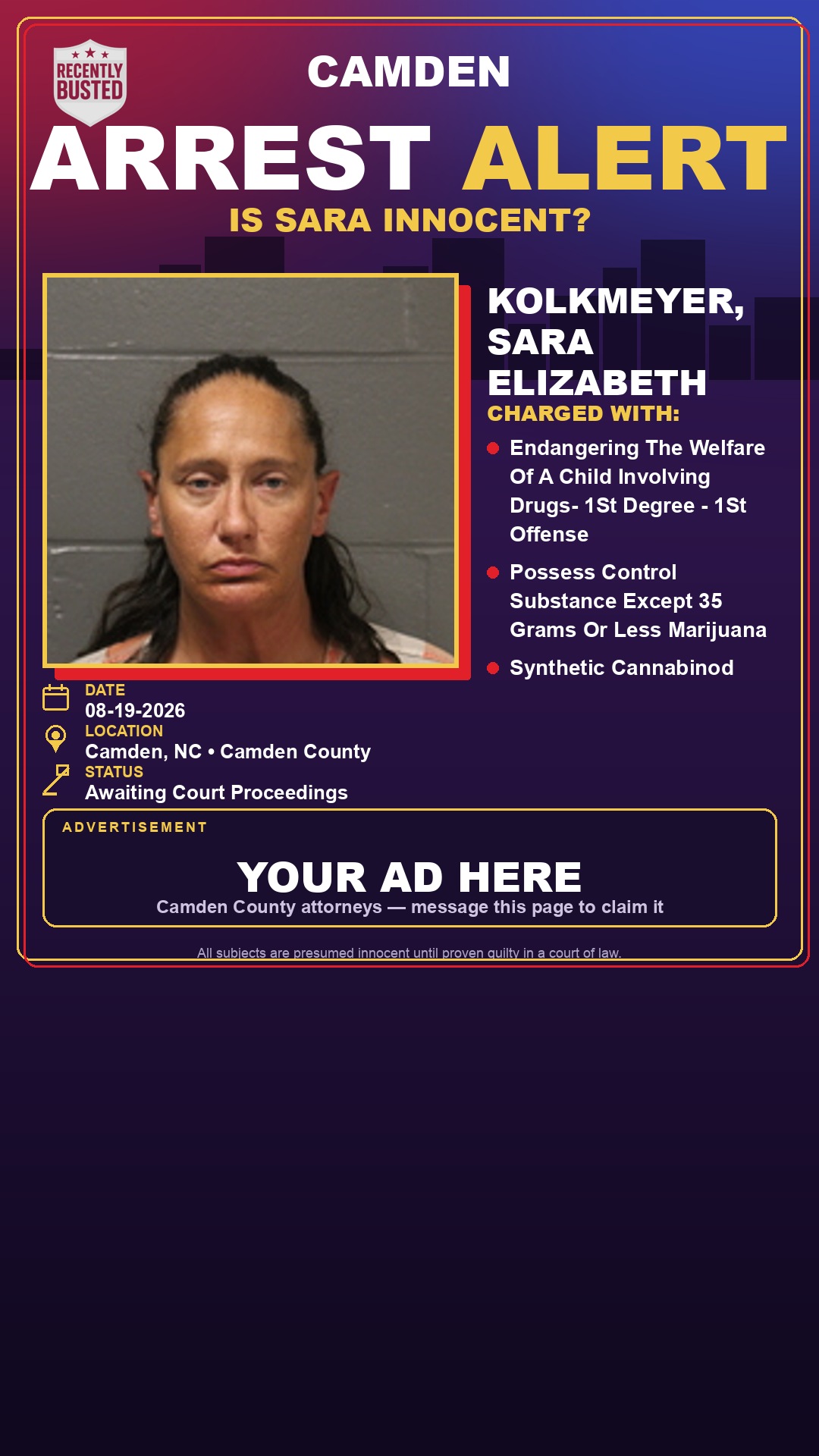 Arrest report - Kolkmeyer, Sara Elizabeth