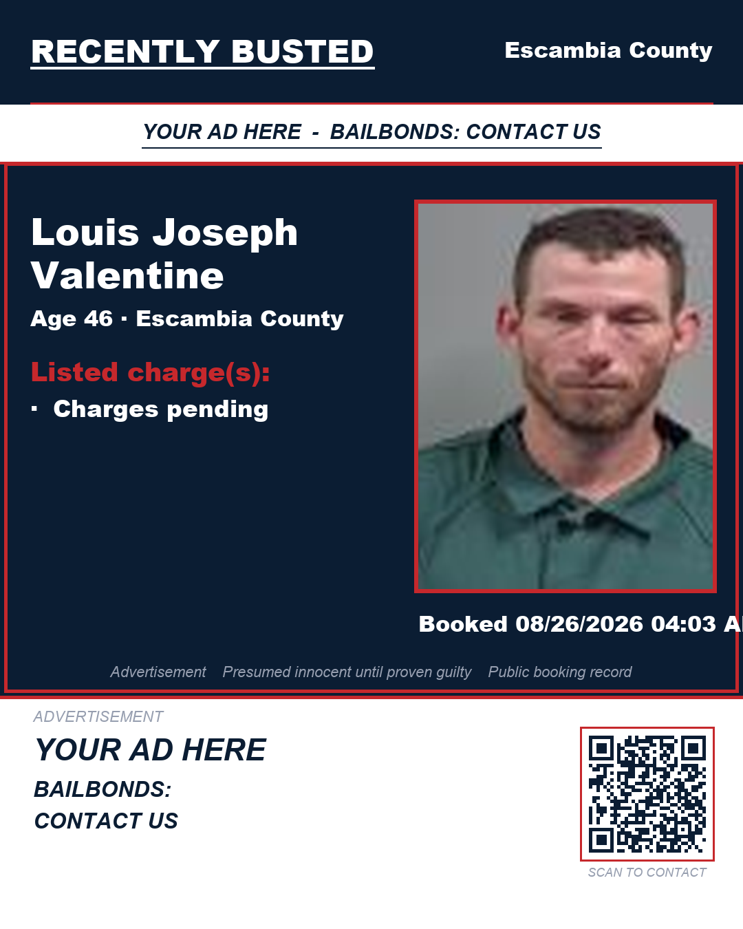 Arrest report - Louis Joseph Valentine