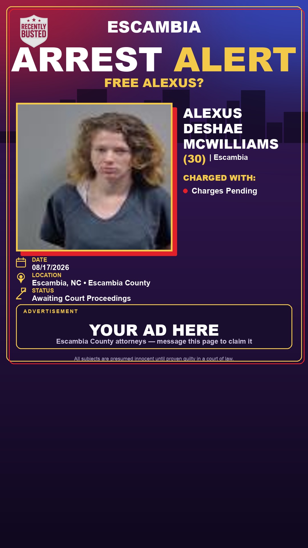 Arrest report - Alexus Deshae Mcwilliams