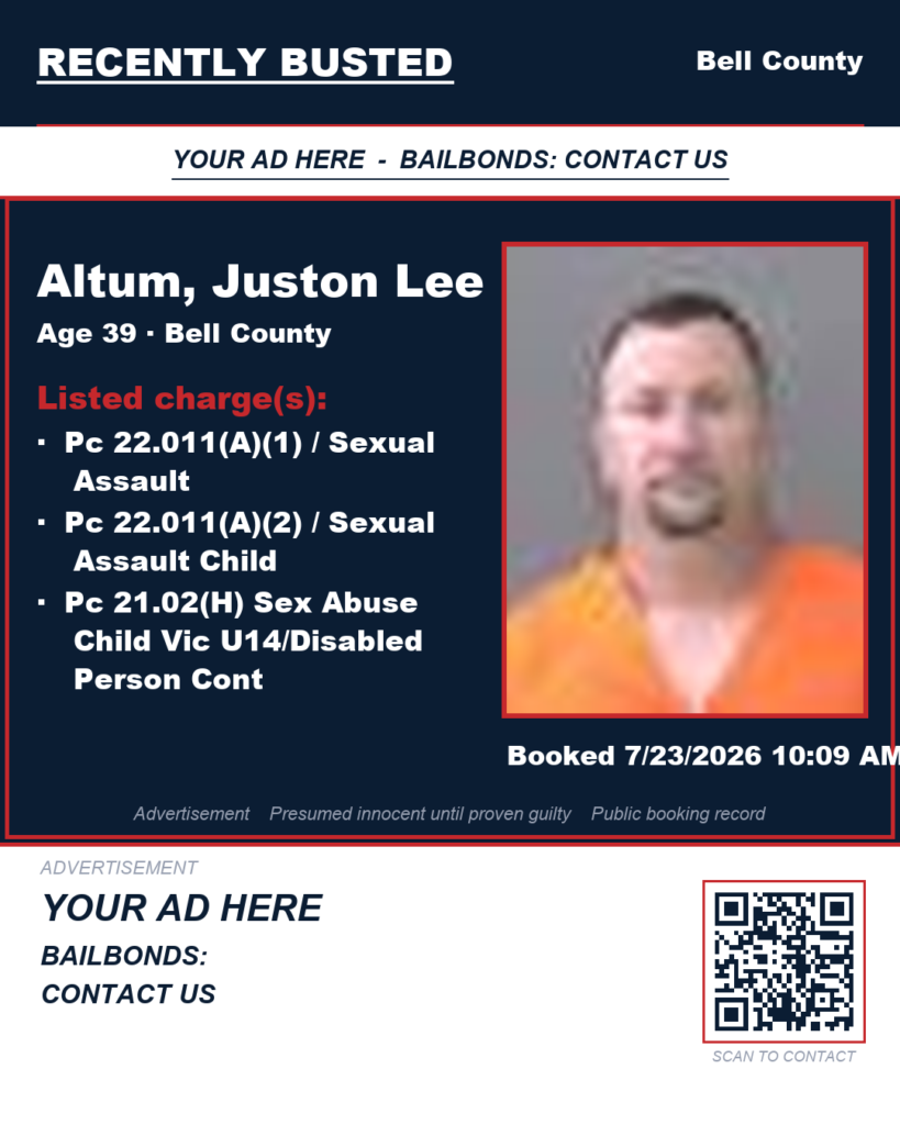 Arrest report — ALTUM, JUSTON LEE