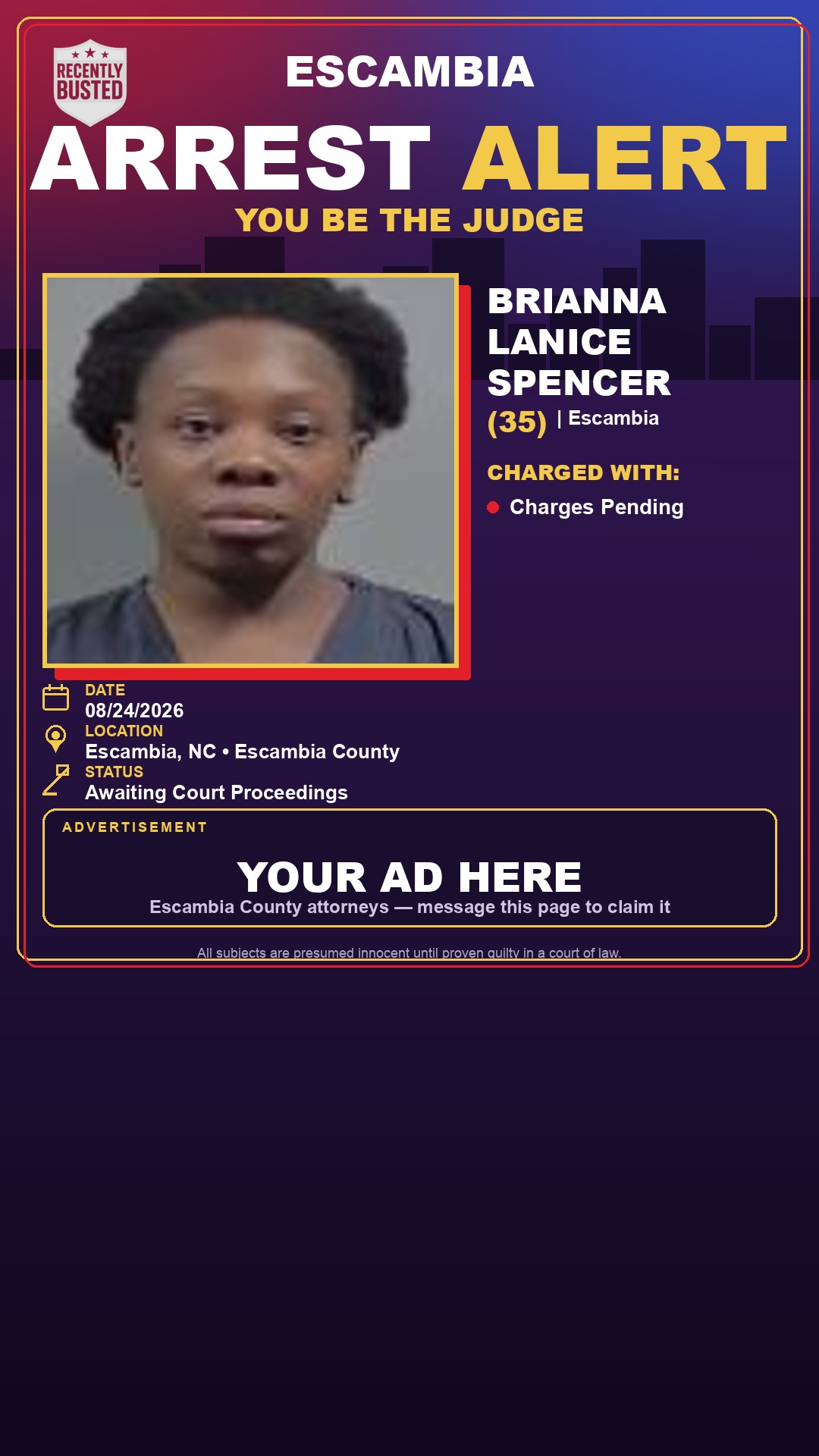 Arrest report - Brianna Lanice Spencer