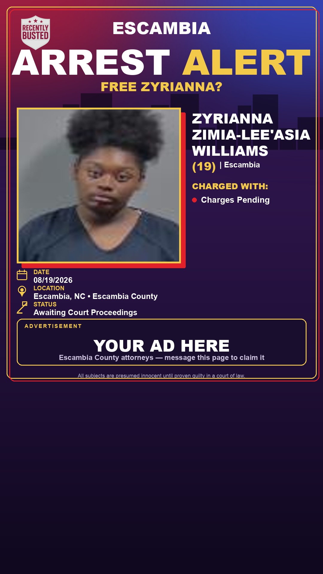 Arrest report - Zyrianna Zimia-Lee'Asia Williams