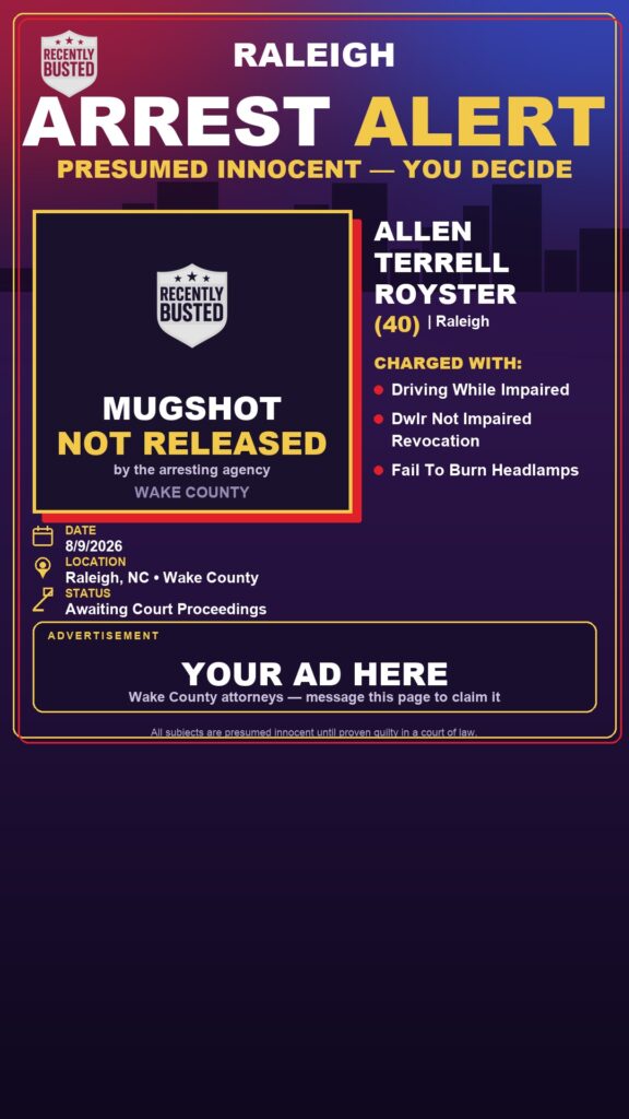 Arrest report — ALLEN TERRELL ROYSTER