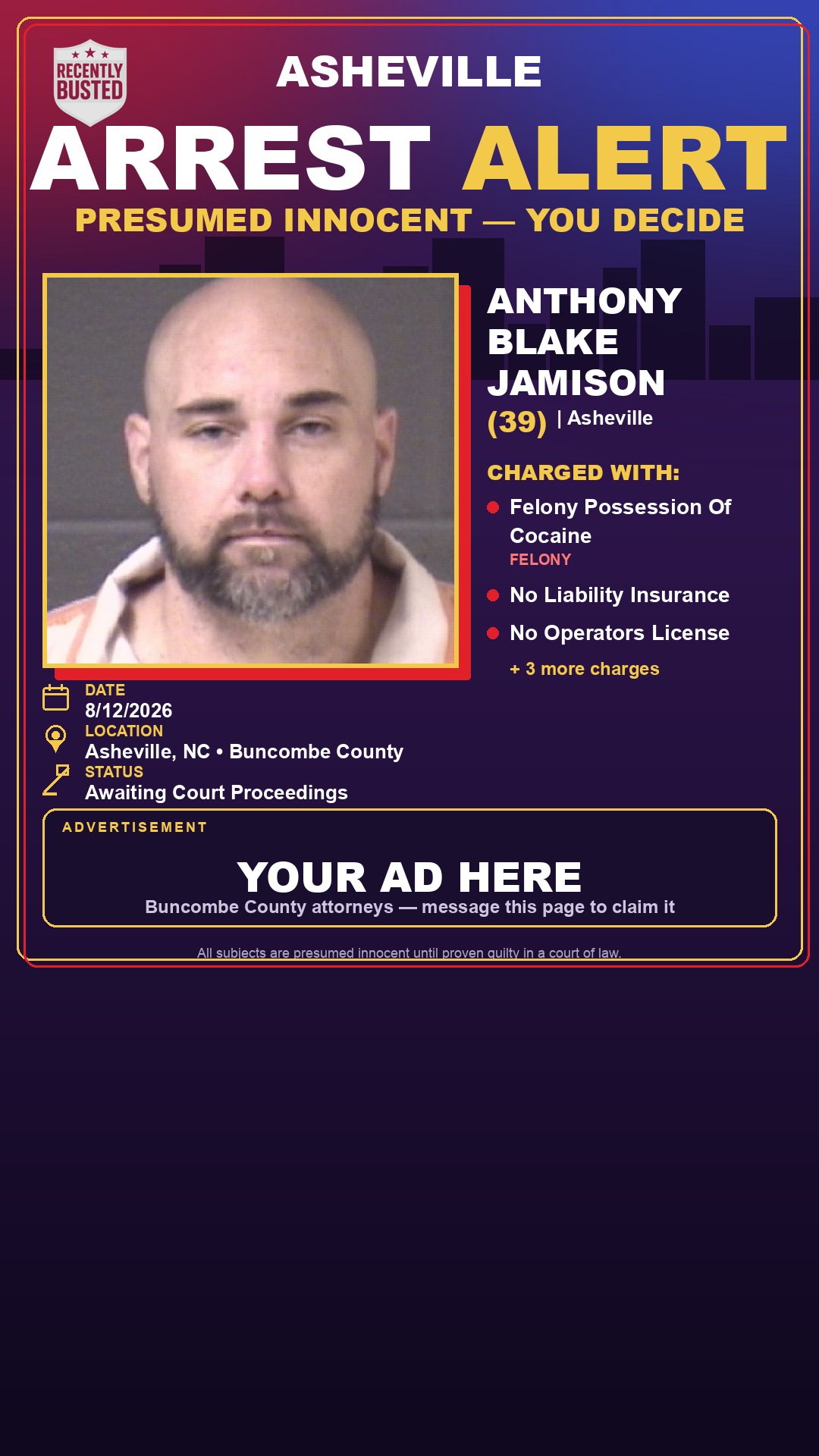 Arrest report - ANTHONY BLAKE JAMISON