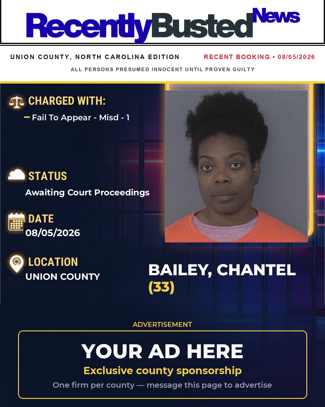 Arrest report - BAILEY, CHANTEL