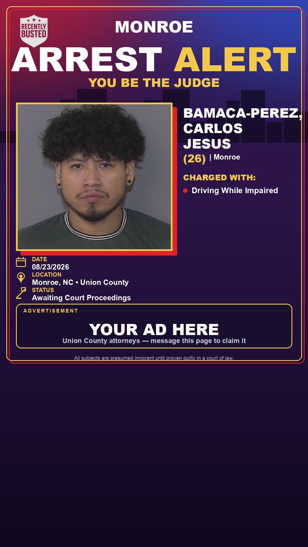 Arrest report - BAMACA-PEREZ, CARLOS JESUS