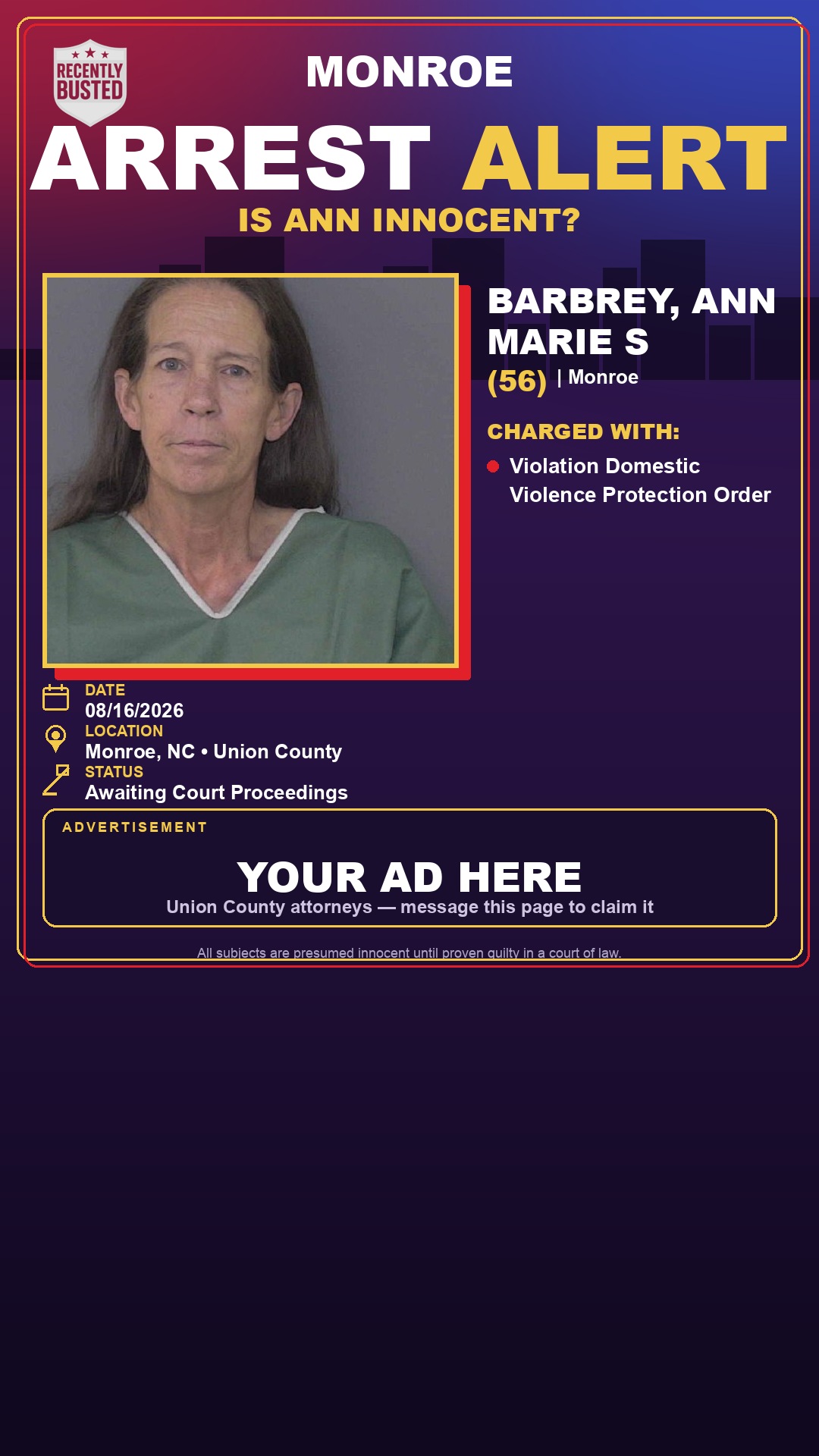 Arrest report - BARBREY, ANN MARIE S